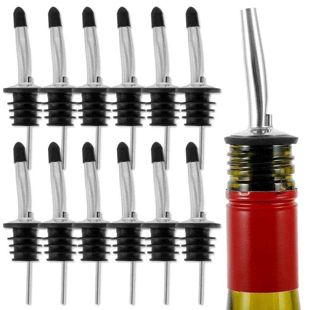 12/24pcs Stainless Steel Classic Bottle Pourers Tapered Spout Liquor Pourers Flow Wine Bottle Pour Spout Stopper Bar Accessories - P12 Hub Europe