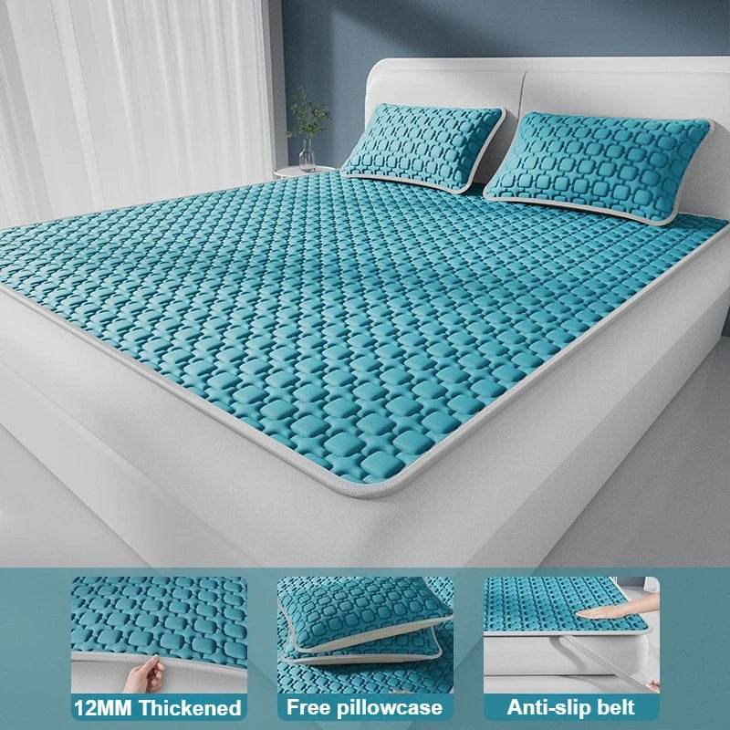 Ice Cooling Bed Sheet Set with Latex Quilted Pillowcases Breathable Summer Bedding Heat Resistant for Single Double Queen Size - P12 Hub Europe