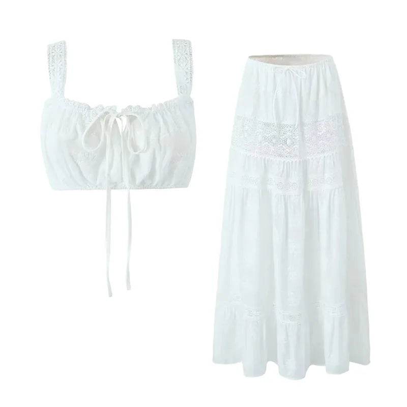 White Lace Beach Skirt Set - P12 Hub Europe