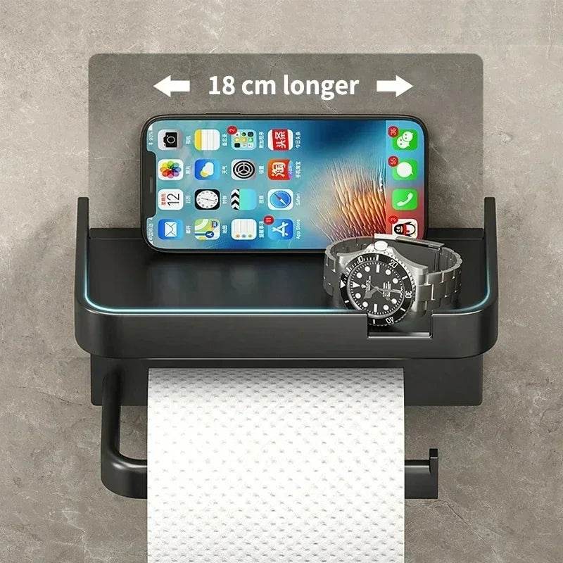 2024 New Plastic Steel Toilet Paper Holder Bathroom Wall Mount WC Paper Phone Holder Shelf Towel Roll shelf Accessories - P12 Hub Europe