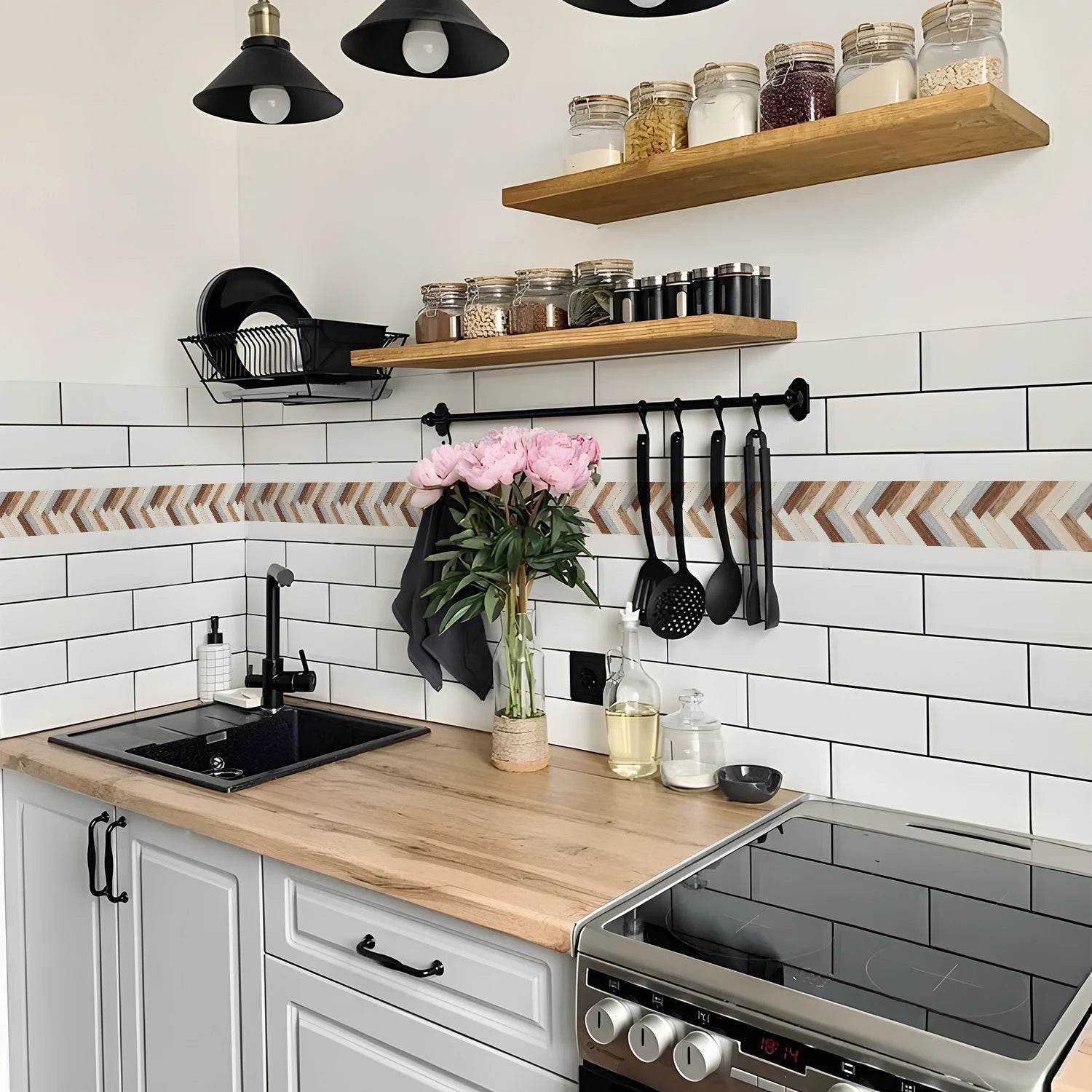 41 Styles Baseboard Stickers Waterproof Peel & Stick Waistline Wall Sticker Floor Border Sticker For Kitchen Bathroom 10x200cm - P12 Hub Europe