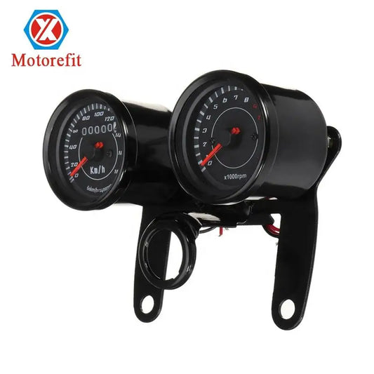 Motorcycle Tachometer Odometer Speedometer Gauge Kit w/ Bracket LED Backlight Display