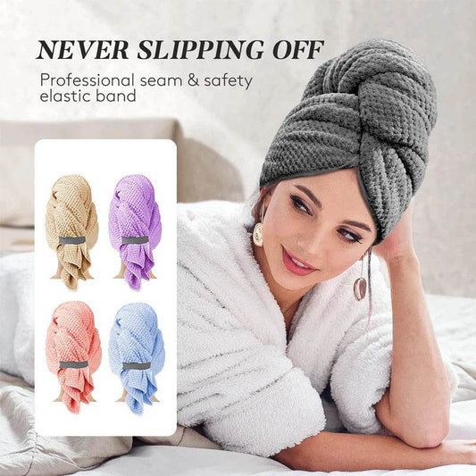 Microfiber Hair Towel Extra Large Wrap Quick Dry Hair Towel Wrap With Elastic Band , Ultra Absorbent Soft Hair Towel Wrap Turban - P12 Hub Europe