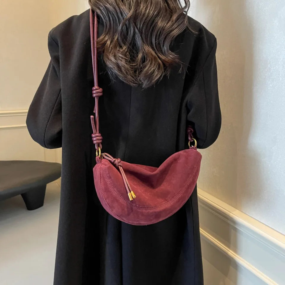 Faux Suede Party Bags for Women Hobo Shoulder Bag Single Crossbody Sac Underarm Dumpling Sweet Kidney Bags 2025 Fashion New