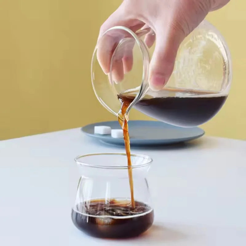 Drip Coffee Server Hand-brewed Coffee Pot Blue Grey Clear Mugs Cold Heat Resistant High Borosilicate Glass Coffee Cup Coffeeware