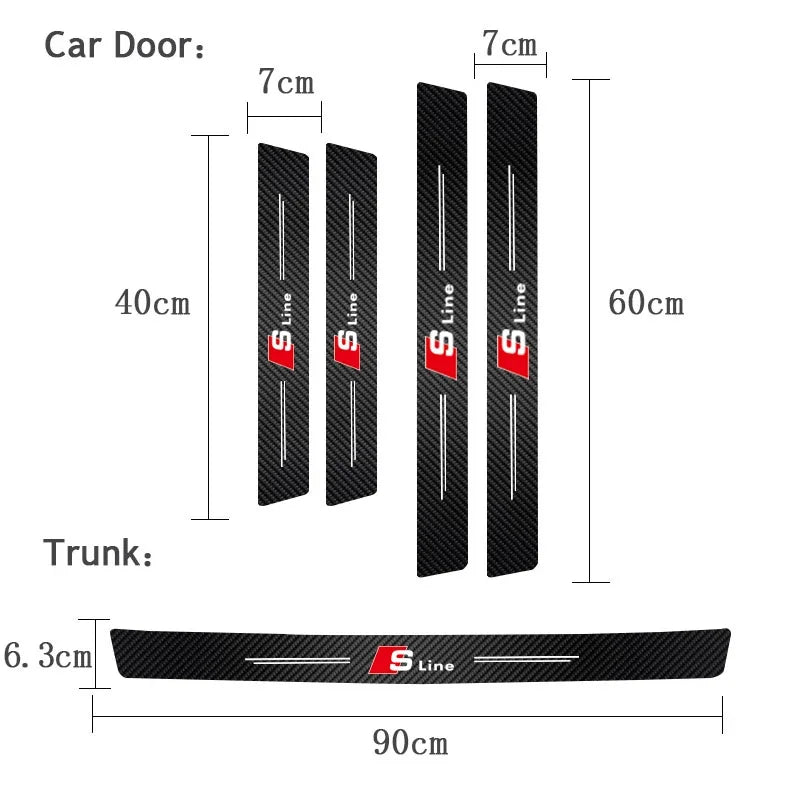 1/4/5Pcs Car Door Sill Scuff Plate Decor Carbon Fiber Stickers For Audi Sline A3 A1 A4 B8 B7 A6 C7 A5 A7 A8 B9 B6 C6 Q2 Q3 Q5 Q7