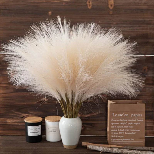 55CM 5PCS Fluffy Pampas Grass Boho Decor Flower Fake Plant Reed Simulated Wedding Party Christmas Home Decor Artificial Flower - P12 Hub Europe