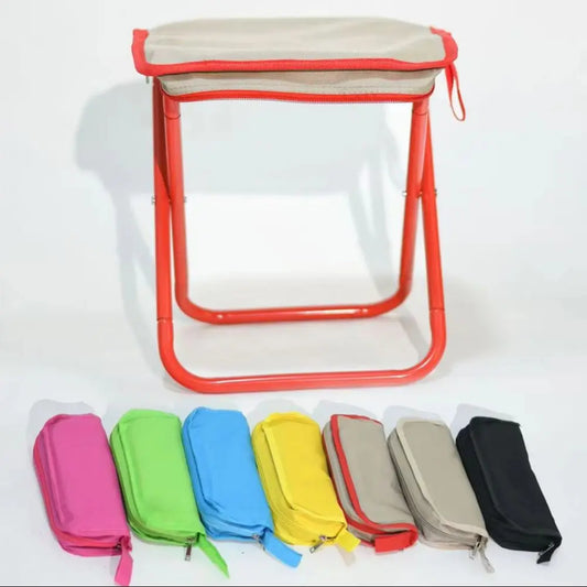 Outdoor Folding Stool with Bag Camping Backpacking Beach Picnic Fishing Chair Collapsible Chair Seat Carbon Steel Folding Stool