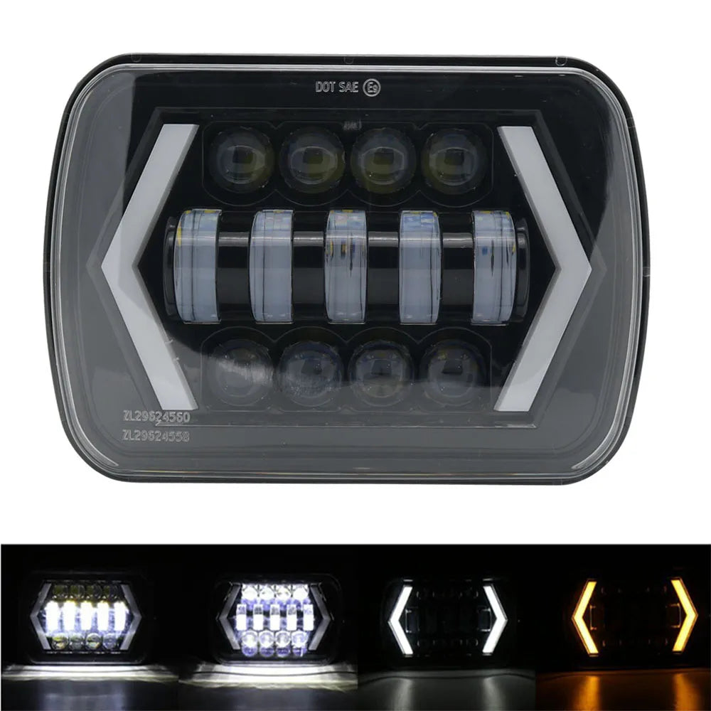 7x6'' 5X7 Inch Led Headlight Square Hi-Lo Beam Halo For Jeep Cherokee XJ Wrangler YJ Motorcycle Car Off-road Truck H6054 H5054