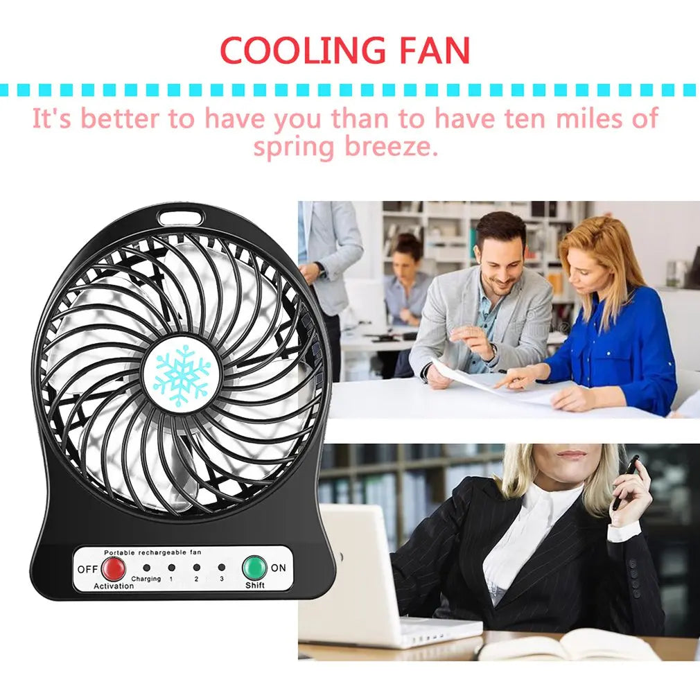 Mini small fan outdoor portable USB charging LED light fan summer outdoor camping cooling handheld fan outdoor supplies