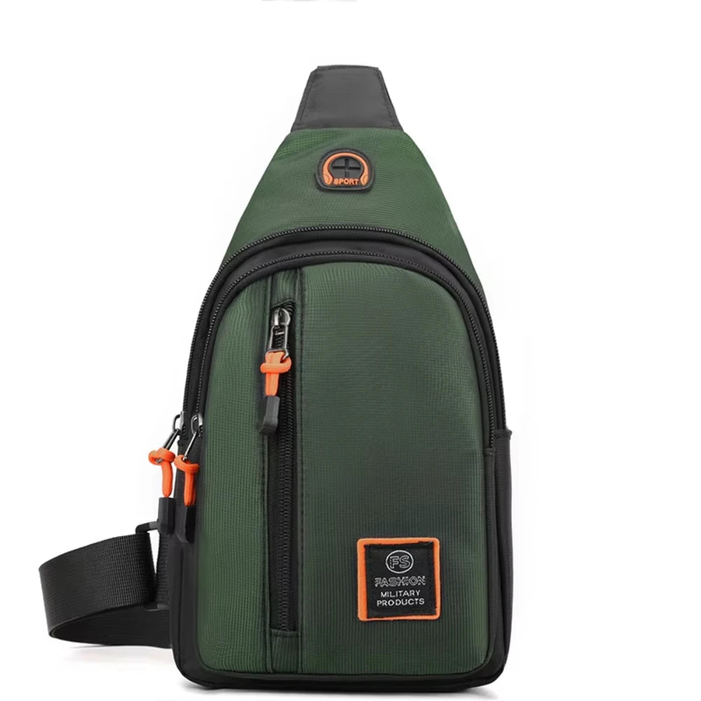 Casual men's crossbody bag Oxford cloth waterproof material sports fitness chest bag cell phone change documents storage bags