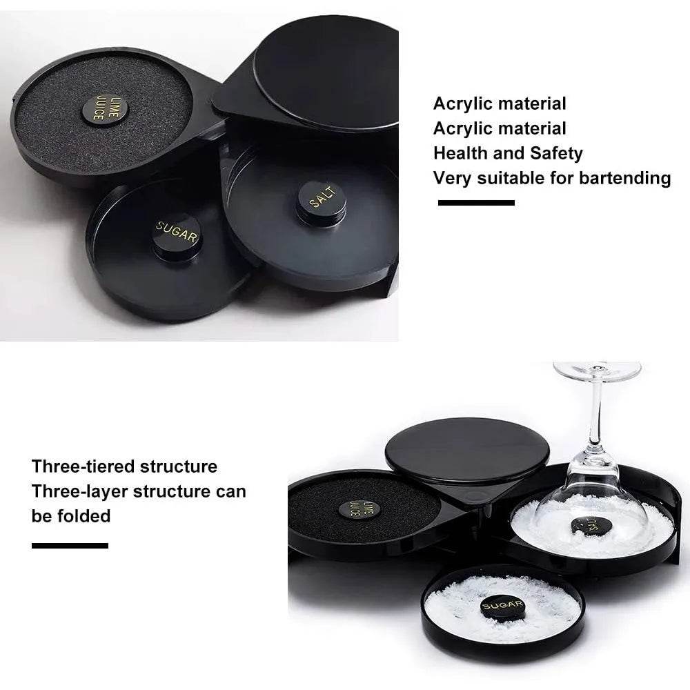3-layer ABS Rotating Cocktail Seasoning Box, Bar Wine Accessories, Mixed Salt and Sugar Box, Bar Bartender Mixer Toolbox - P12 Hub Europe