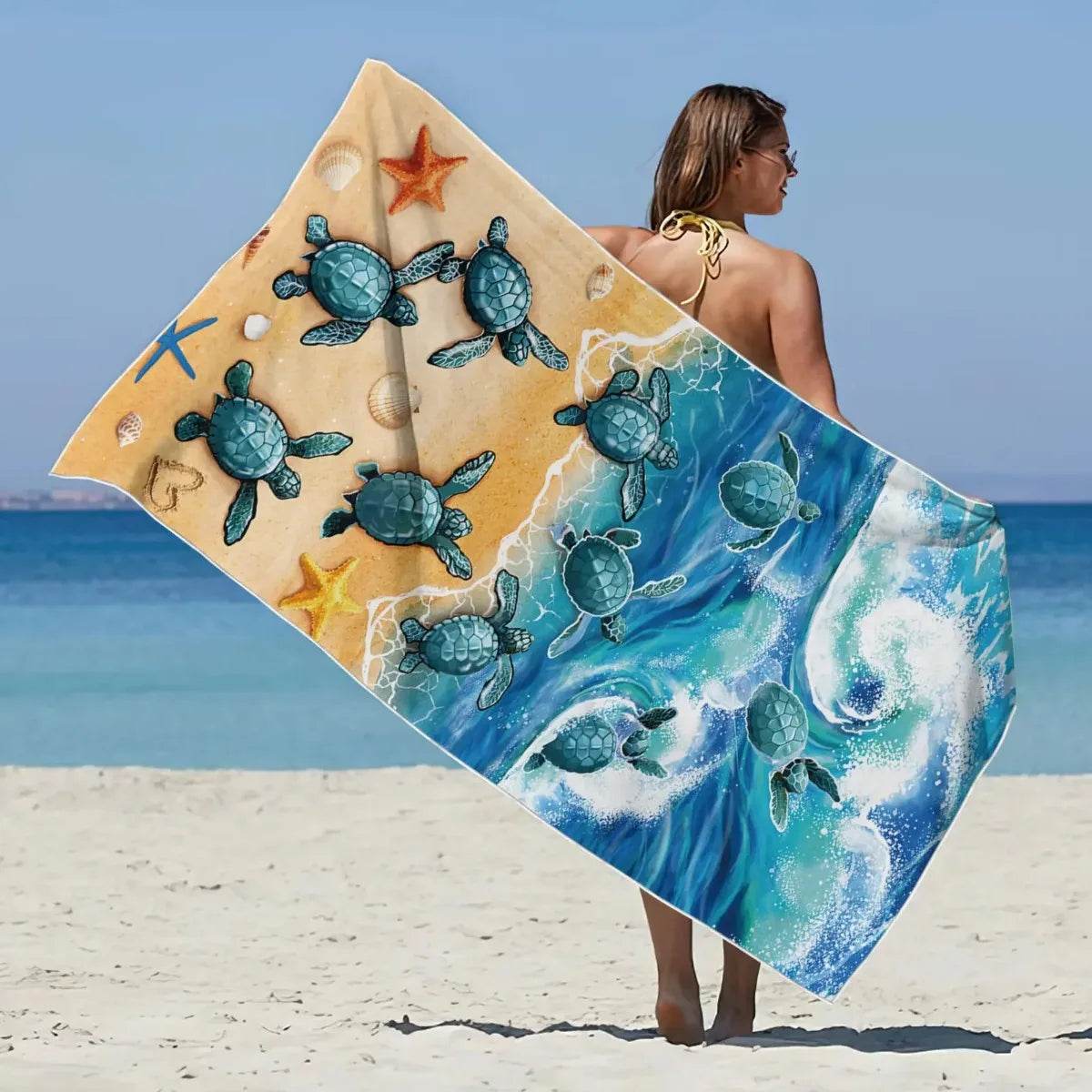 Dolphin Print Microfiber Beach Towel, Soft Absorbent Pool Towel, Sand-proof Swimming Towel, Beach Essentials, Travel Supplies - P12 Hub Europe