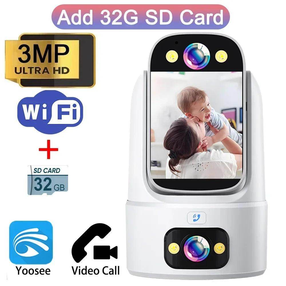 Baby Monitor 3MP Dual Lens WiFi Video Call, Color Night Vision - P12 Hub Europe
