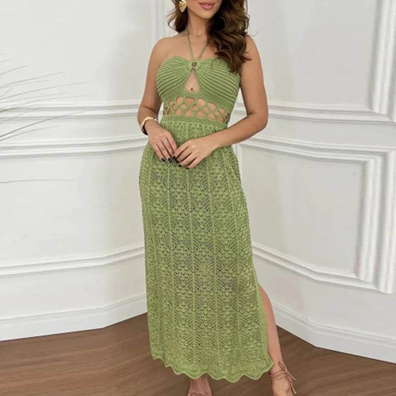 Off Shoulder Backless Knit Maxi Dress - Spring Summer - P12 Hub Europe