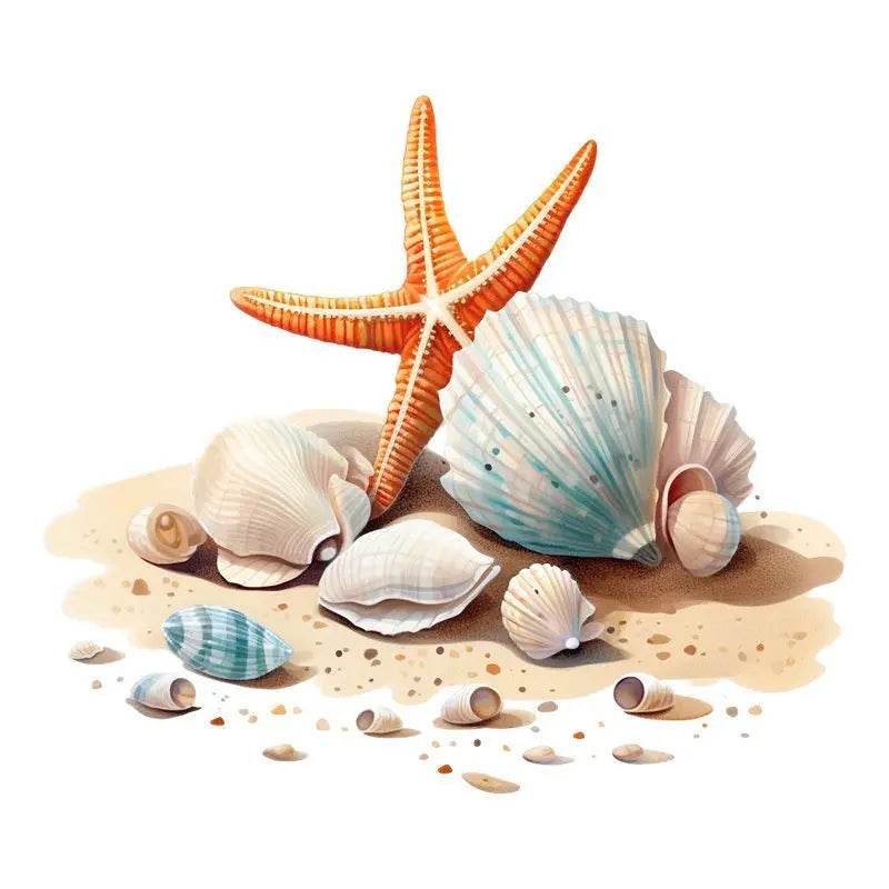 Ocean Beach Pearl Shell Wall Sticker Bathroom Toilet Decor Living Room Cabinet Home Decoration Decals Beautify Water-proof Decal - P12 Hub Europe