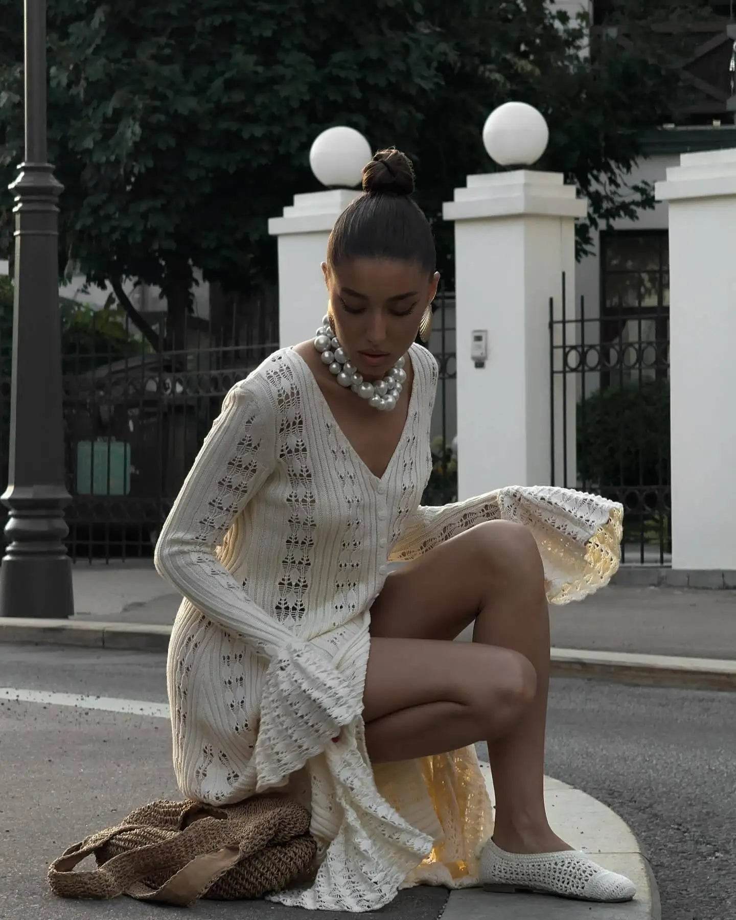See-Through Knit Cardigan Dress - P12 Hub Europe