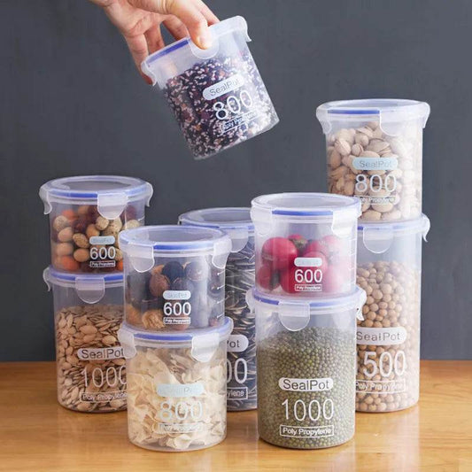 4Pcs Sealed Storage Box Transparent Kitchen Food Grain Organizer Storage Tank Plastic Large capacity Moisture-proof Sealed Jars - P12 Hub Europe