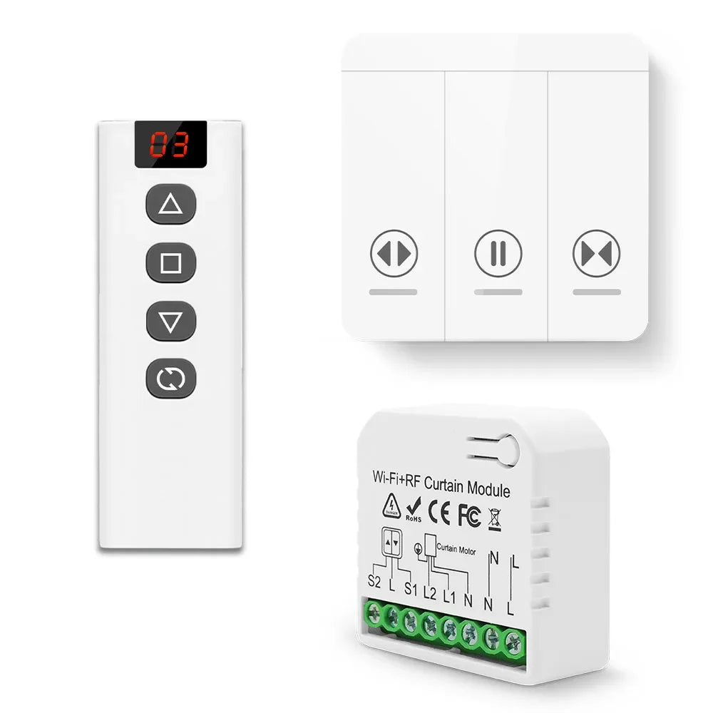 Tuya Smart Life Curtain Switch Wifi Rf Roller Shutter Module 433mhz wall panel Transmitter,for Garage Door Window Blinds Alexa