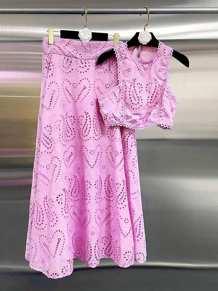 Embroidery Hollow Skirt Set - P12 Hub Europe