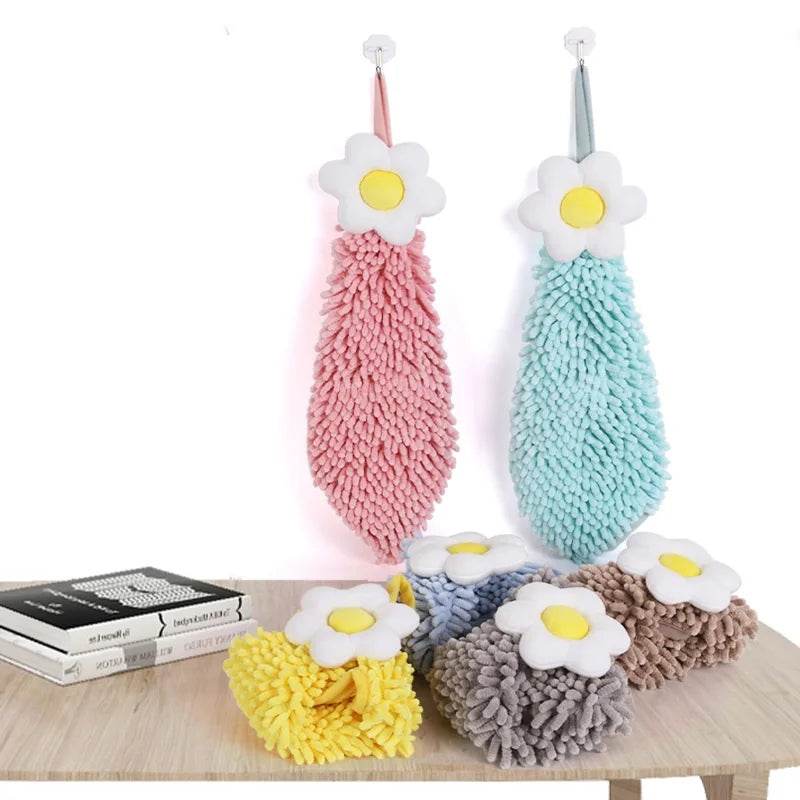 Chenille Hand Towel with Hanging Loops, Quick Dry, Soft, Absorbent, Microfiber, Bathroom, Kitchen - P12 Hub Europe