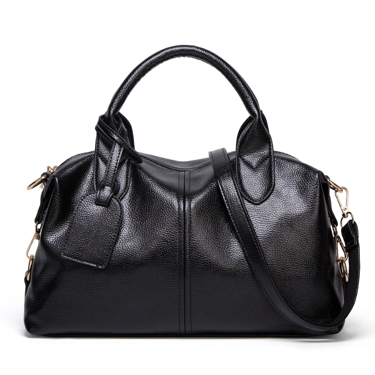 Women's Fashion and Elegant Large Capacity Oil Wax Leather Tote, Convenient Solid Artificial Leather Boston Crossbody Bag, Zipper Lock Anti-theft Commuter Bag, Double Handle Design, Adjustable Shoulder Strap, Professional Wom