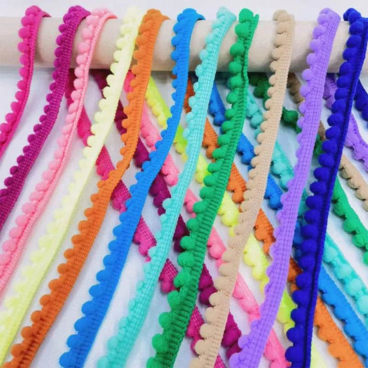 5/10Meters Mini Pom Pom Trim Ball Fringe Ribbon Lace Trim DIY Sewing Fringe Pompoms Lace for Pillow Curtains Home Decor 35Colors - P12 Hub Europe