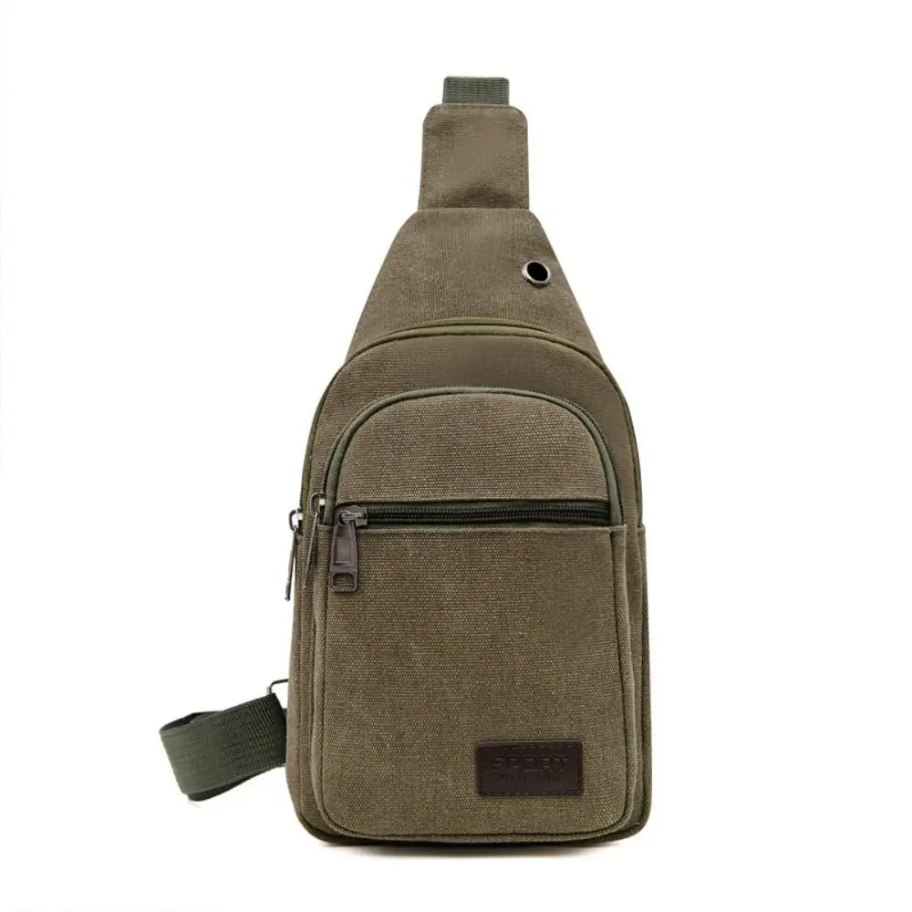 New Canvas Men Chest Bag Large Capacity Chest Pack Casual Sling Bag Sports Male Shoulder Bag Outdoor Crossbody Bag