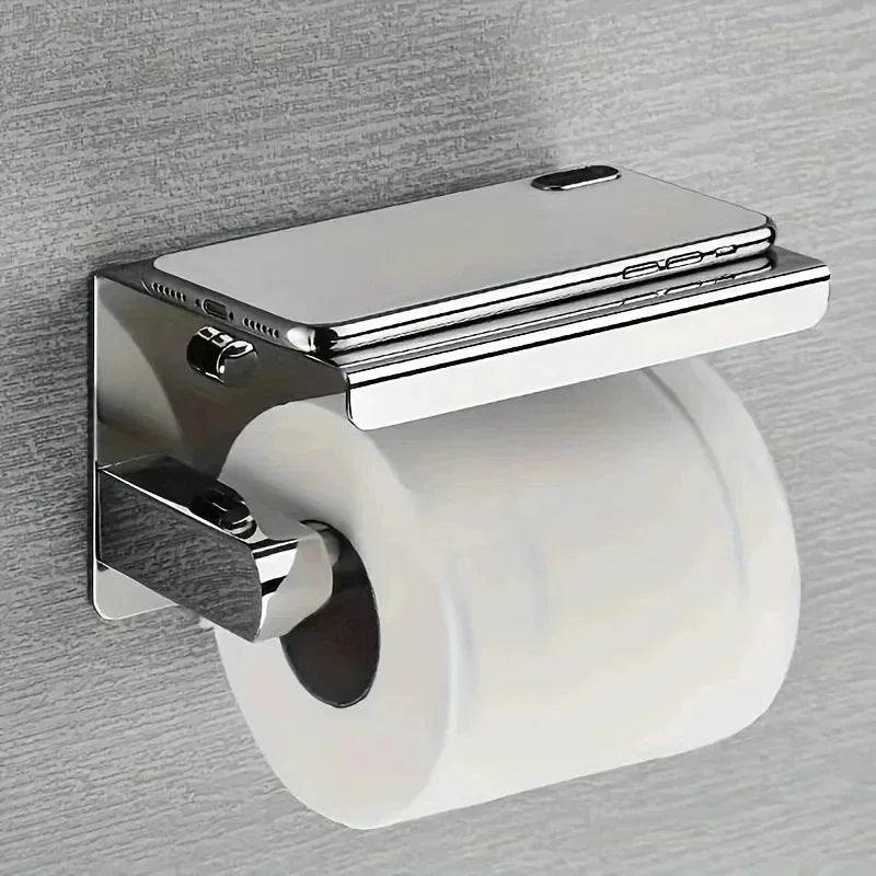 Stainless Steel Bathroom Paper Holder Toilet Roll Holder No Drilling Wall Mount WC Paper Phone Holders Home Paper Towel Holder - P12 Hub Europe