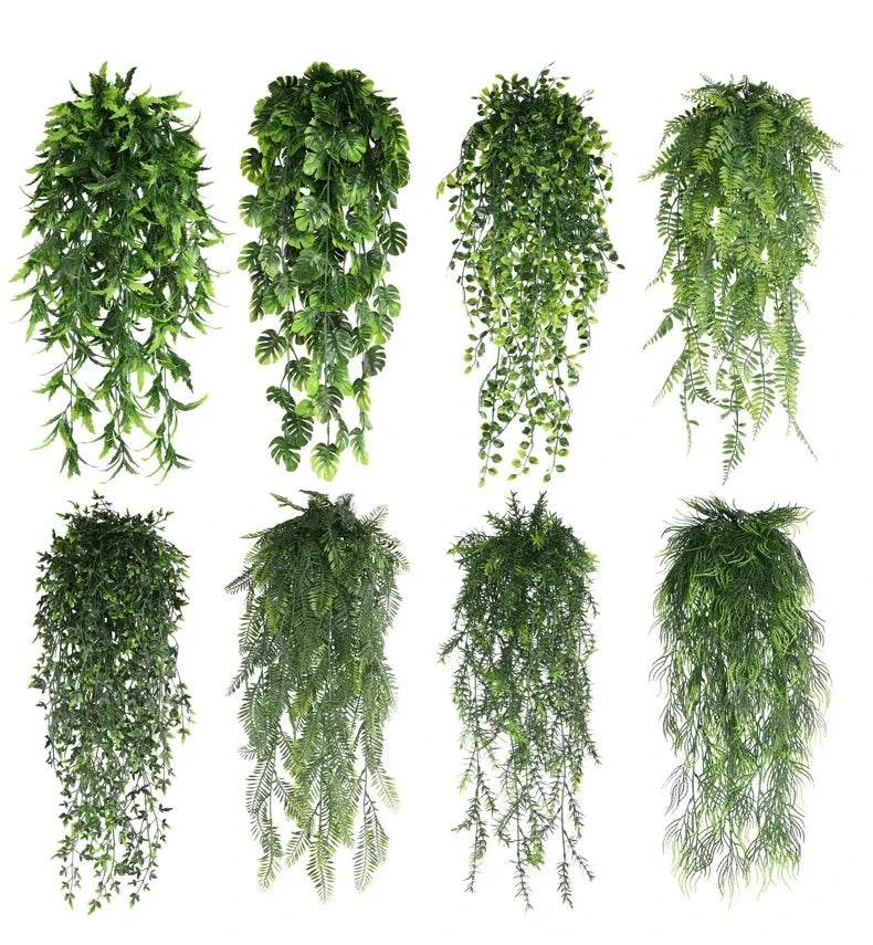 90cm Persian fern Leaves Vines Home Room Decor Hanging Artificial Plant Plastic Leaf Grass Wedding Party Wall Balcony Decoration - P12 Hub Europe