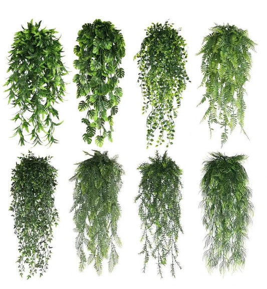 90cm Persian fern Leaves Vines Home Room Decor Hanging Artificial Plant Plastic Leaf Grass Wedding Party Wall Balcony Decoration - P12 Hub Europe