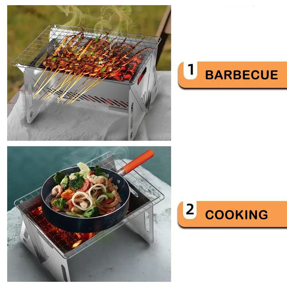 Steel Incinerator Grill BBQ Charcoal Stove Outdoor Picnic Portable Folding Stove Camping Equipment Kitchen Supplies