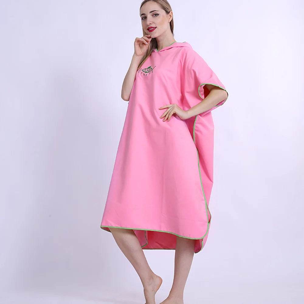 Changing Robe with Hood Microfiber Towel Poncho with Zipper Short Sleeve Surf Poncho Quick Dry Oversized Changing Towel Robe New - P12 Hub Europe