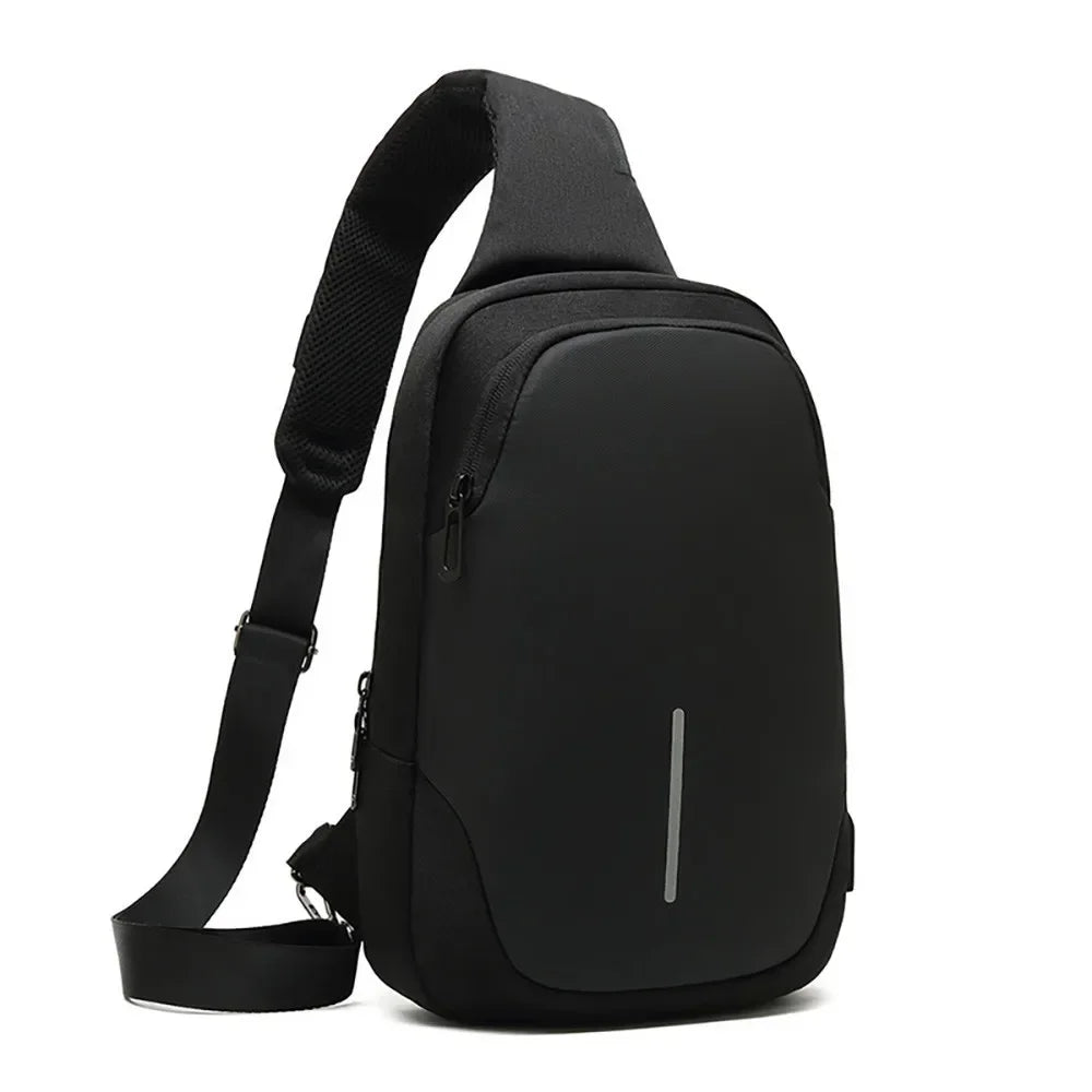 SWISS New Men's Casual Chest Bag Sports Waterproof Shoulder Bag Anti-theft Crossbody Bag Fashion Solid Color Usb Bag Sling Pack