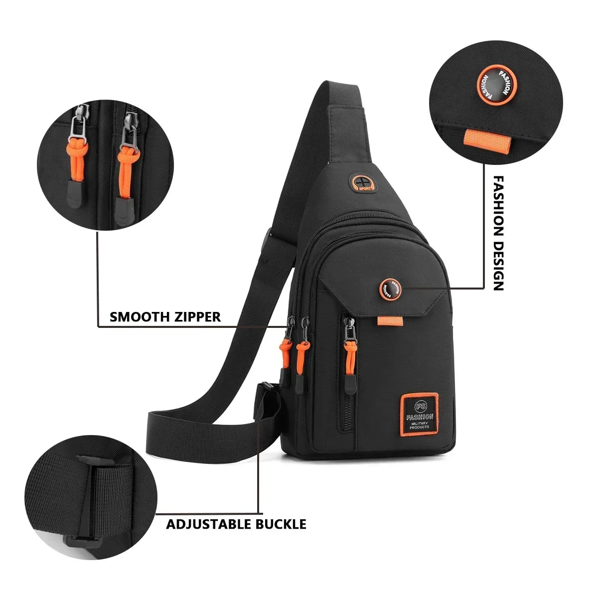 Mens Adventure Sling Backpack - Spacious Rugged for Outdoor Sports Hiking and Travel - Versatile Chest Bag with Multiple Pockets