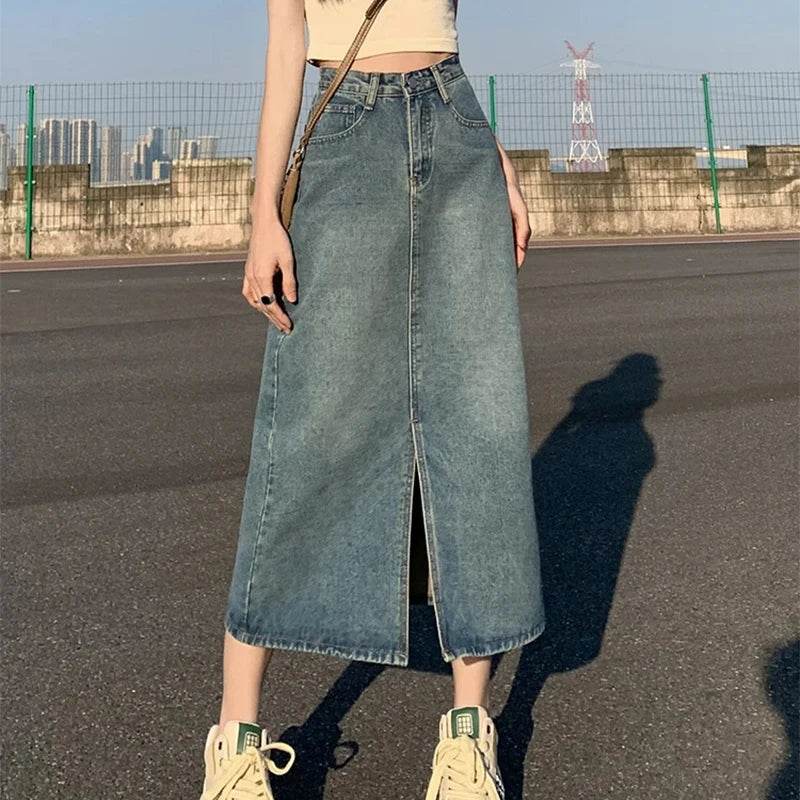 Women's Summer Slit Denim Skirt - P12 Hub Europe