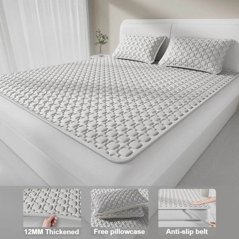 Ice Cooling Bed Sheet Set with Latex Quilted Pillowcases Breathable Summer Bedding Heat Resistant for Single Double Queen Size - P12 Hub Europe