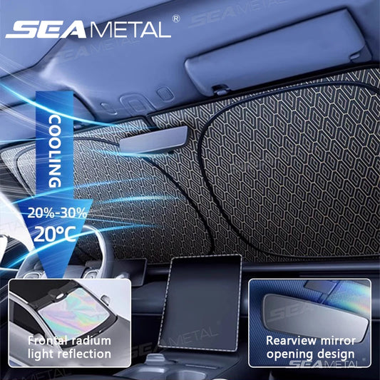 SEAMETAL 5-Layer Car Windshield Sun Shade Cover Foldable Thicken Front Window UV Refletive Sunshade Curtain Sun Protection Cover