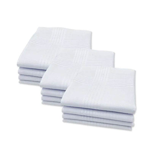 3Pcs Men Women 100% Cotton Handkerchiefs White Color Classic Hankies Jacquard Striped Pocket Square Towel DIY Painting - P12 Hub Europe