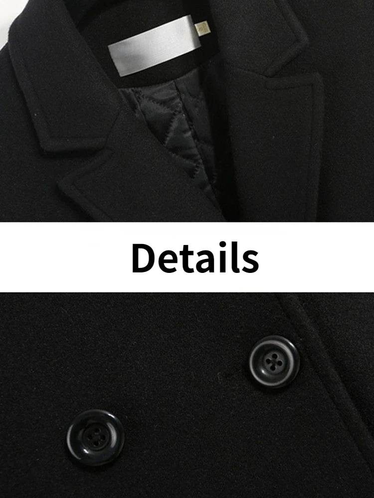 Black X-Long Office Wool Coat - P12 Hub Europe