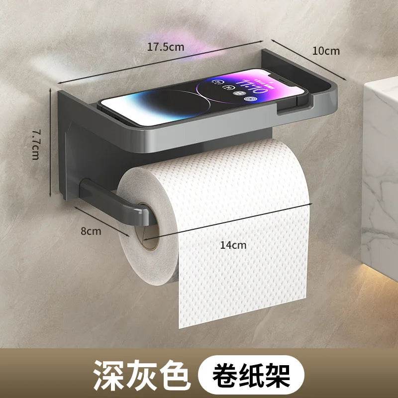 Easy-Install Toilet Paper Holder - Wall-Mounted, No-Punch, Roll Organizer - Bathroom Storage Accessory - P12 Hub Europe