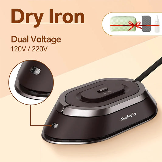 Portable Electric Iron Dual Voltage 110V/220V 30S Preheating Non-steam Travel Mini Dry Iron for Quilting Sewing Clothes