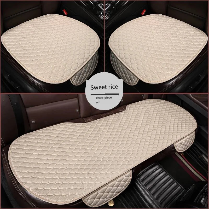 3Pcs Cotton and linen Car Seat Cover Set Universal Car Seat Cover Cushion All Season Car Seat Protector Interior Car Accessories