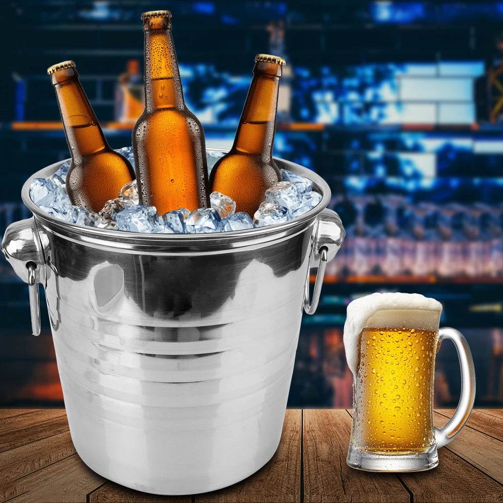 Wine Beer Cooler Bucket 5L Stainless Steel Ice Cube Maker For KTV Bar Kitchen Party Barware Champagne Wine Beer Bucket - P12 Hub Europe