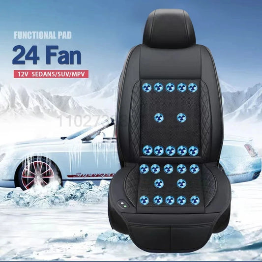 Cooling Car Seat Cushion 8/16/24 fans Massage 12V Car Summer Cool Cushion Fan Blowing Ventilation Seat Covers Cigarette Lighter