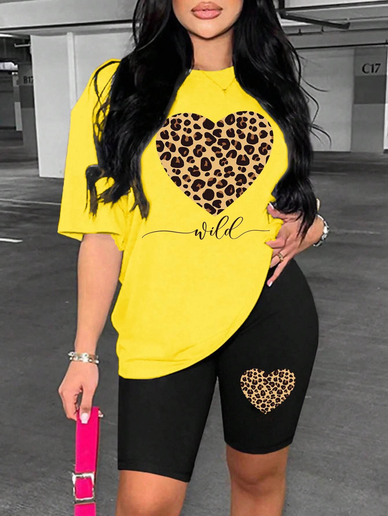 Leopard Heart Cartoon Shorts Set - P12 Hub Europe