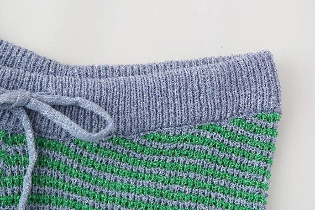 Summer Retro Knitted Shorts Set - P12 Hub Europe