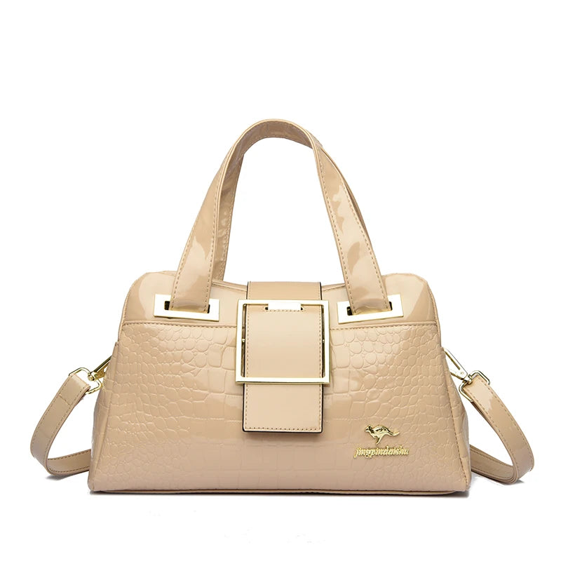 2 layer Large Capacity Tote Bag Luxury Handbags Women Bags Designer Crocodile Pattern Ladies Boston Shoulder Bag High Quality