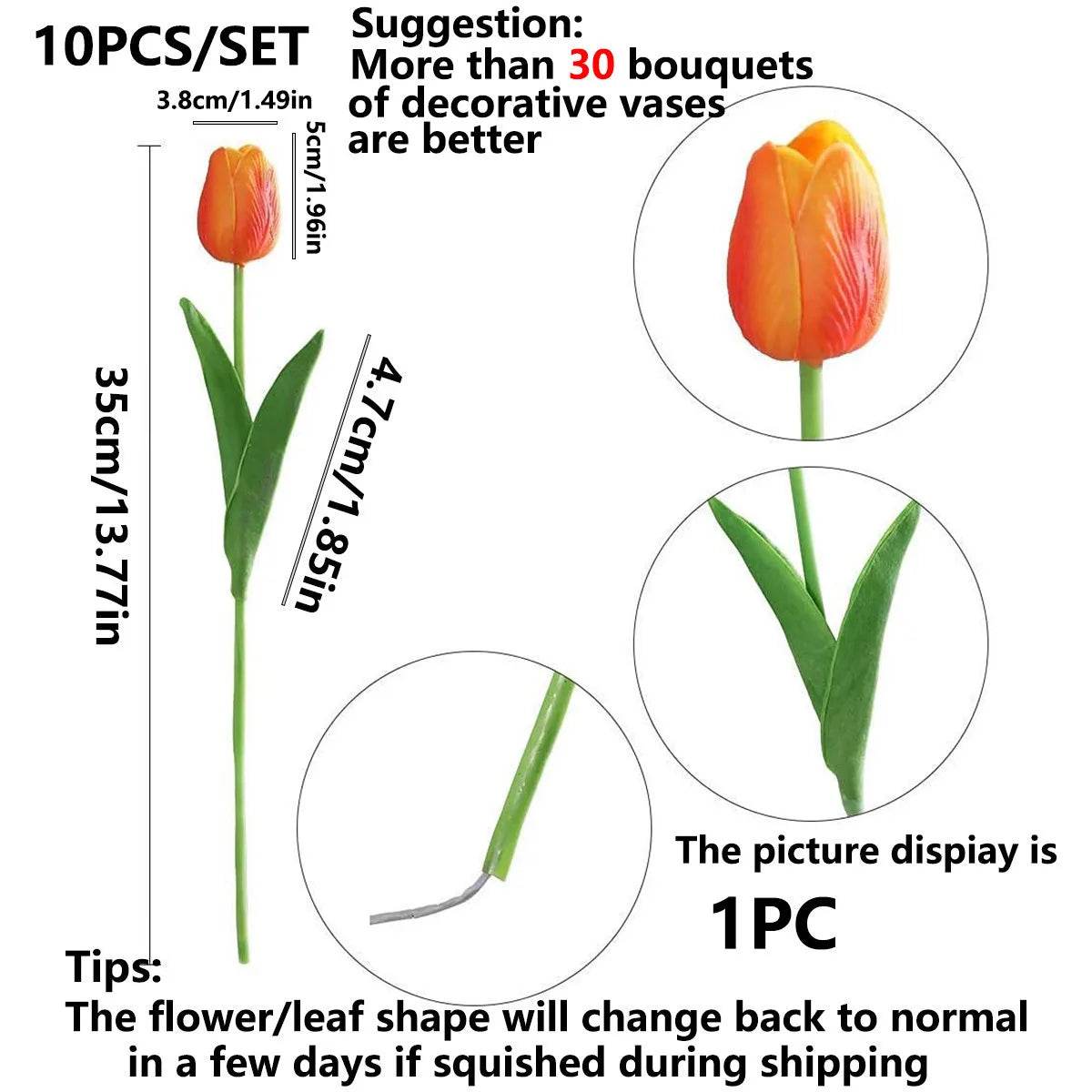10Pcs Artificial Flower Realistic Touch Tulip Scrapbooking Vase Home Decor Wedding Garden Arch Garland Mother's Day Bouquet diy - P12 Hub Europe
