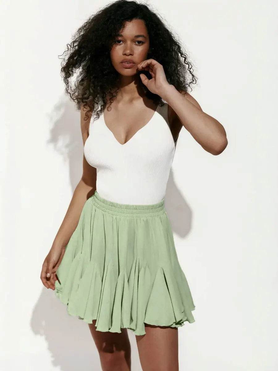 Women's White Ruffle Mini Skirt - P12 Hub Europe